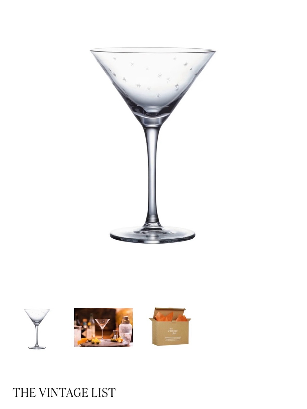 Crystal Etched Star Martini Glasses